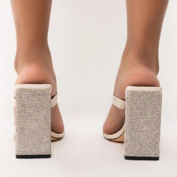 Sale🥳NWT Chunky Swarovski Embellished Heel Mule Sandals - Picture 5 of 5